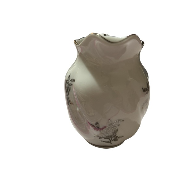 Bavaria Germany Porcelain Creamer Gray Rose Floral Vintage Mid Century White - Picture 3 of 6